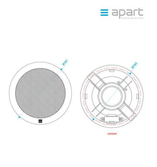 Szerokopasmowy głośnik ścienny/sufitowy do zabudowy APART CM5EH