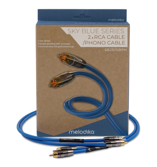 Melodika SB2R25 Sky Blue - Kabel interkonekt audio 2 RCA - 2 RCA (Cinch) 2,5m