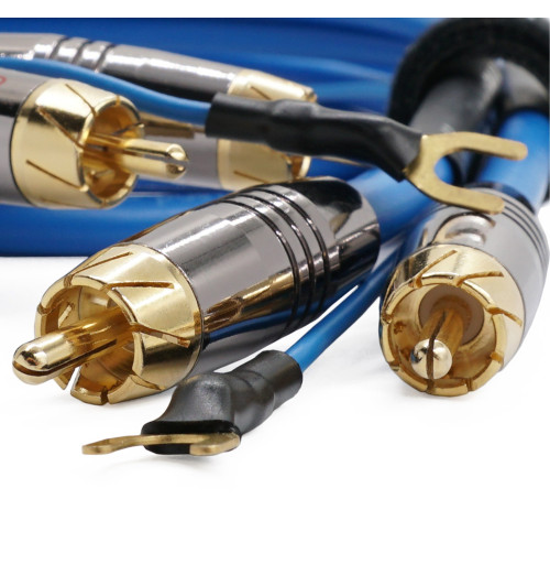 Melodika SBPH20 Sky Blue - Kabel gramofonowy 2xRCA Phono z żyłą uziemiającą 2m