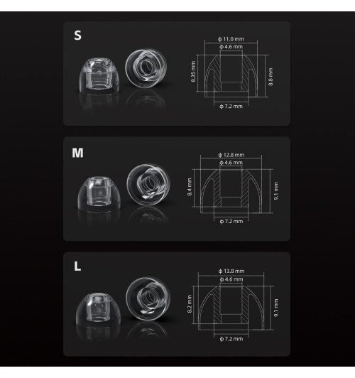 FiiO HS20 Eartips Clear - Zestaw silikonowych końcówek / nakładek do słuchawek dokanałowych