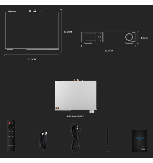 Topping D70 Pro SABRE - Przetwornik cyfrowo-analogowy DAC klasy Hi-Fi z Bluetooth 5.1