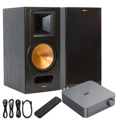 Zestaw: wzmacniacz stereo WiiM Amp + kolumny podstawkowe Klipsch Reference RB-81 II Black Ash