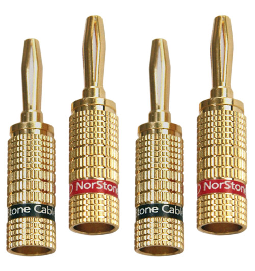 NorStone Banana Plugs Gold - Komplet pozłacanych wtyków głośnikowych bananowych - 4 sztuki