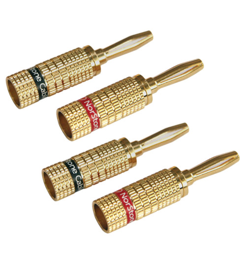 NorStone Banana Plugs Gold - Komplet pozłacanych wtyków głośnikowych bananowych - 4 sztuki