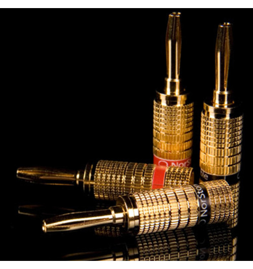 NorStone Banana Plugs Gold - Komplet pozłacanych wtyków głośnikowych bananowych - 4 sztuki