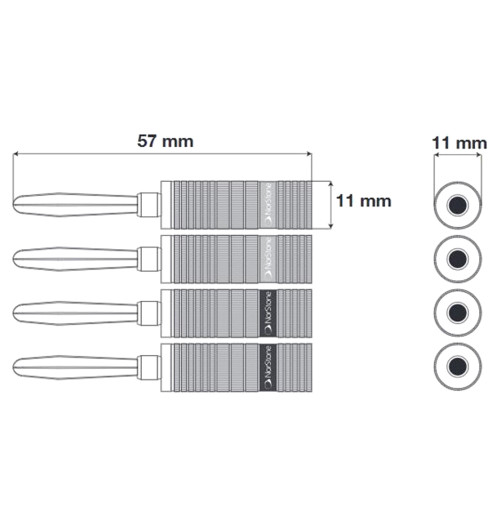 NorStone Banana Plugs Gold - Komplet pozłacanych wtyków głośnikowych bananowych - 4 sztuki