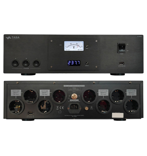 Taga Harmony PC-9000DC - Filtr zasilania / kondycjoner sieciowy z blokerem DC 8 gniazd Schuko + 2x USB