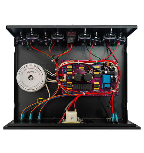 Taga Harmony PC-9000DC - Filtr zasilania / kondycjoner sieciowy z blokerem DC 8 gniazd Schuko + 2x USB