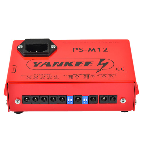 Yankee PS-M12 - Profesjonalny zasilacz 5x 9V DC, 1x 6-24V DC, 1x 9-18V DC, 1x 9V AC i 1x 12V AC do 8 efektów gitarowych