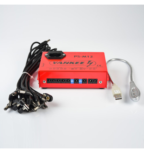 Yankee PS-M12 - Profesjonalny zasilacz 5x 9V DC, 1x 6-24V DC, 1x 9-18V DC, 1x 9V AC i 1x 12V AC do 8 efektów gitarowych