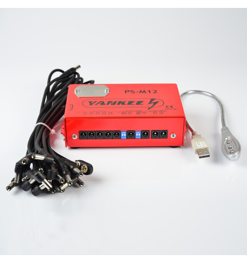 Yankee PS-M12 - Profesjonalny zasilacz 5x 9V DC, 1x 6-24V DC, 1x 9-18V DC, 1x 9V AC i 1x 12V AC do 8 efektów gitarowych