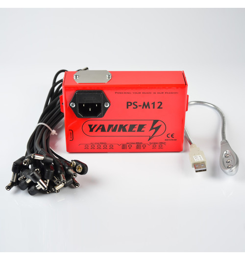 Yankee PS-M12 - Profesjonalny zasilacz 5x 9V DC, 1x 6-24V DC, 1x 9-18V DC, 1x 9V AC i 1x 12V AC do 8 efektów gitarowych