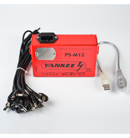 Yankee PS-M12 - Profesjonalny zasilacz 5x 9V DC, 1x 6-24V DC, 1x 9-18V DC, 1x 9V AC i 1x 12V AC do 8 efektów gitarowych