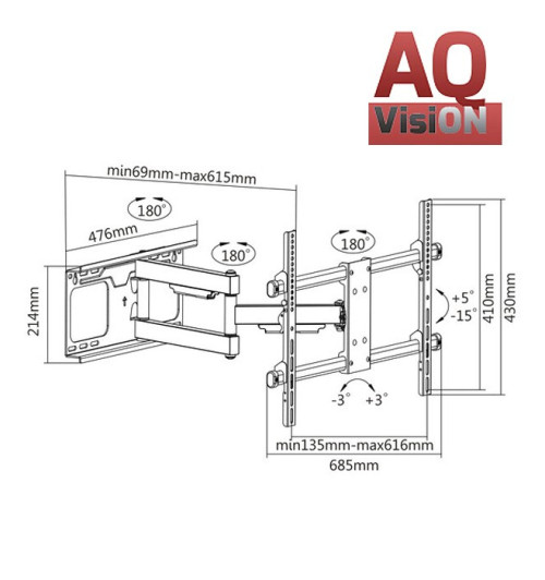 AQ VisiON BR64AM - Uchwyt ścienny obrotowy 37" - 70"