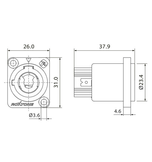 Roxtone RPDO001 - Gniazdo zasilania Power-Out