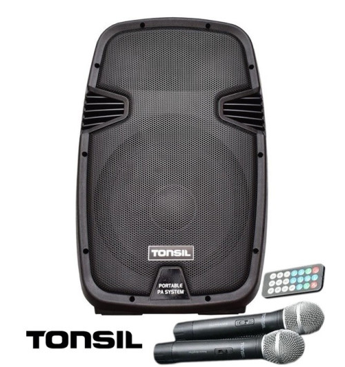 Tonsil ZP 12 - zestaw przenośny 500W Bluetooth, FM, USB, SD + pilot, 2 mikrofony