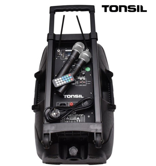 Tonsil ZP 12 - zestaw przenośny 500W Bluetooth, FM, USB, SD + pilot, 2 mikrofony
