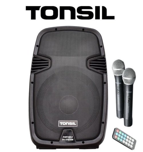 Tonsil ZP 15 - zestaw przenośny 700W Bluetooth, FM, USB, SD + pilot, 2 mikrofony