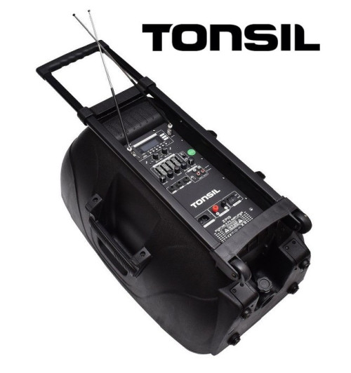 Tonsil ZP 15 - zestaw przenośny 700W Bluetooth, FM, USB, SD + pilot, 2 mikrofony