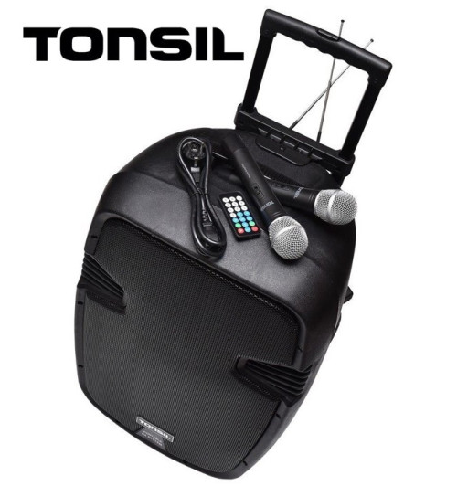 Tonsil ZP 15 - zestaw przenośny 700W Bluetooth, FM, USB, SD + pilot, 2 mikrofony