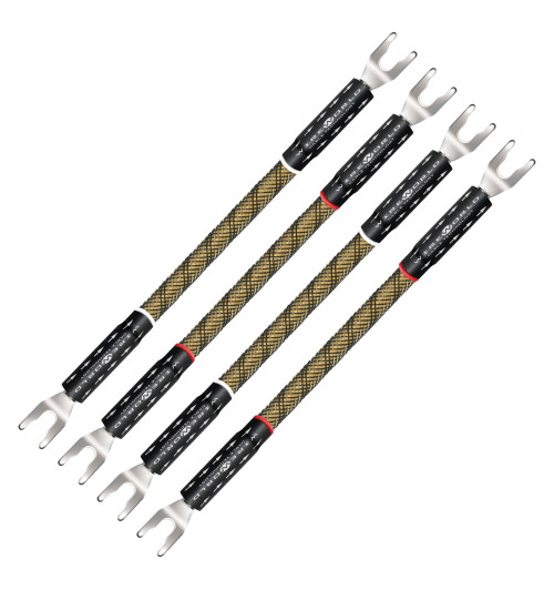 WireWorld Gold Eclipse 10 Biwire Jumpers Spade - Audiofilskie zworki do kolumn głośnikowych komplet 4 x 15cm