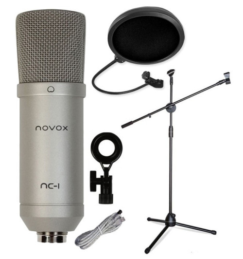 Studyjny POP filtr PS1 + mikrofon NOVOX NC-1 + stojak mikrofonowy