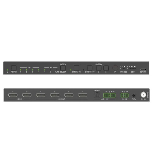 PureLink PureTools PT-SP-HD24-48G - Przełącznik / rozdzielacz 2x4 HDMI 2.1 8K/60Hz 48Gbps ze skalerem i ekstrakcją audio