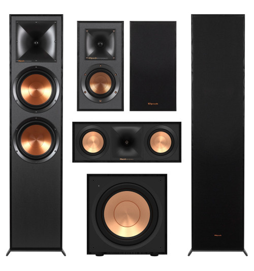 Zestaw kolumn do kina domowego 5.1: Klipsch R-820F + R-41M + R-50C + R-101SW