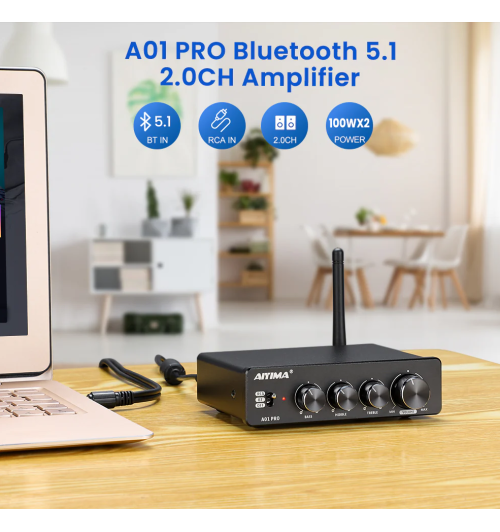 AIYIMA A01 PRO – wzmacniacz mocy 2x80W z Bluetooth 5.1 i EQ