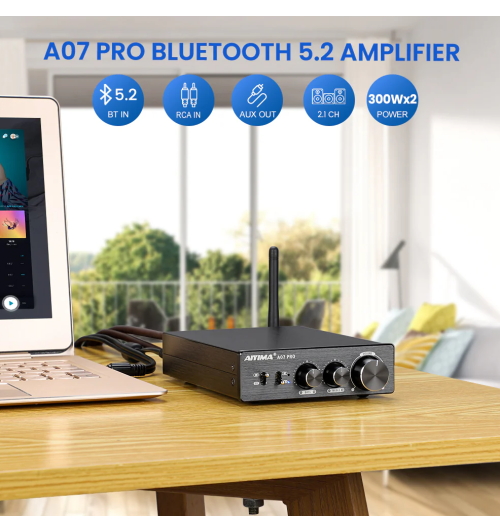 AIYIMA A07 PRO – wzmacniacz mocy Hi-Fi z Bluetooth 5.2 i mocą 2x300W