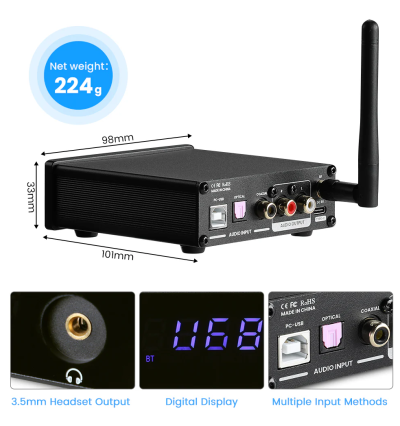 AIYIMA DAC-A1 – High-endowy przetwornik cyfrowo-analogowy z Bluetooth 5.0