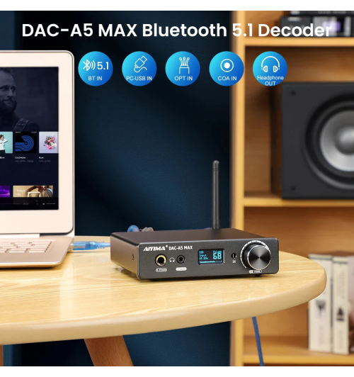 AIYIMA DAC-A5 MAX – High-endowy przetwornik DAC z podwójnym wyjściem słuchawkowym