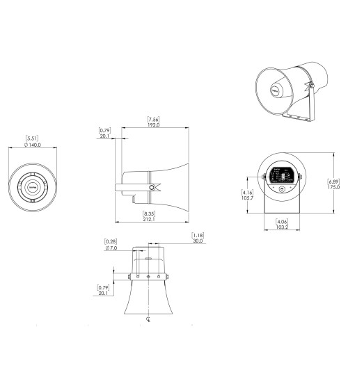 Biamp H10-G - Wodoodporny głośnik tubowy wewnętrzny / zewnętrzny