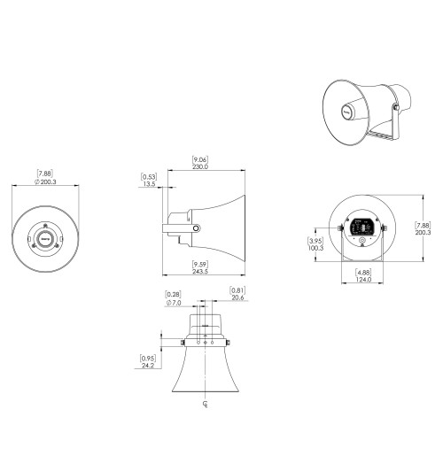 Biamp H20-G - Wodoodporny głośnik tubowy wewnętrzny / zewnętrzny
