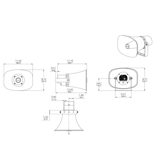 Biamp H30LT-G - Wodoodporny głośnik tubowy wewnętrzny / zewnętrzny