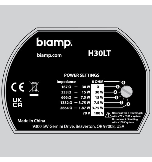 Biamp H30LT-G - Wodoodporny głośnik tubowy wewnętrzny / zewnętrzny