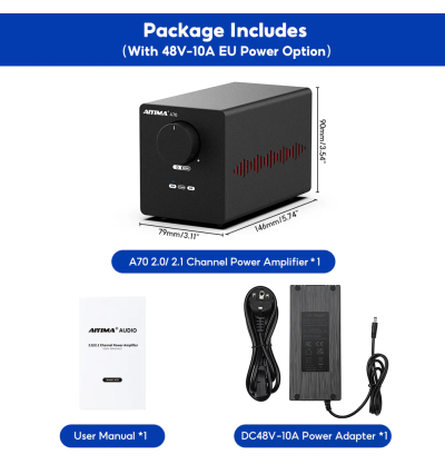 AIYIMA A70 – wzmacniacz stacjonarny z chipem TPA3255 i dedykowanym zasilaczem 48V 10A