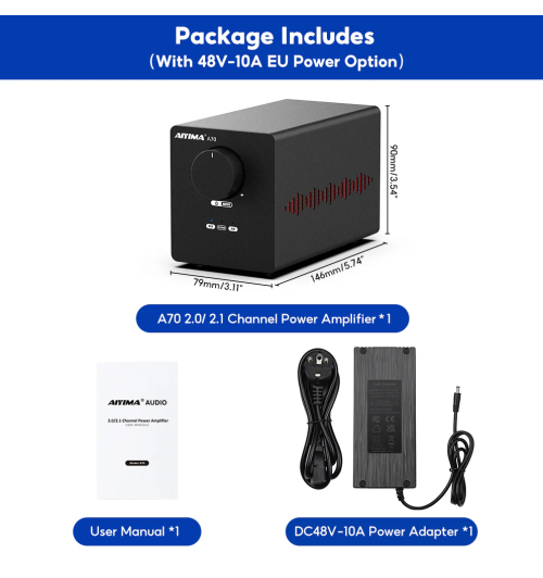 AIYIMA A70 – wzmacniacz stacjonarny z chipem TPA3255 i dedykowanym zasilaczem 48V 10A