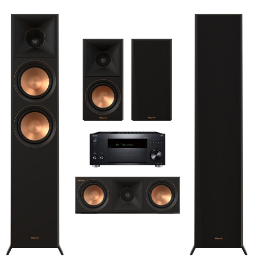 Zestaw kina domowego 5.0: Klipsch RP-6000F II + RP-500M II + RP-500C II + Onkyo TX-RZ50