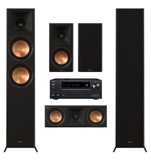 Zestaw kina domowego 5.0: Klipsch RP-6000F II + RP-500M II + RP-500C II + Onkyo TX-NR7100