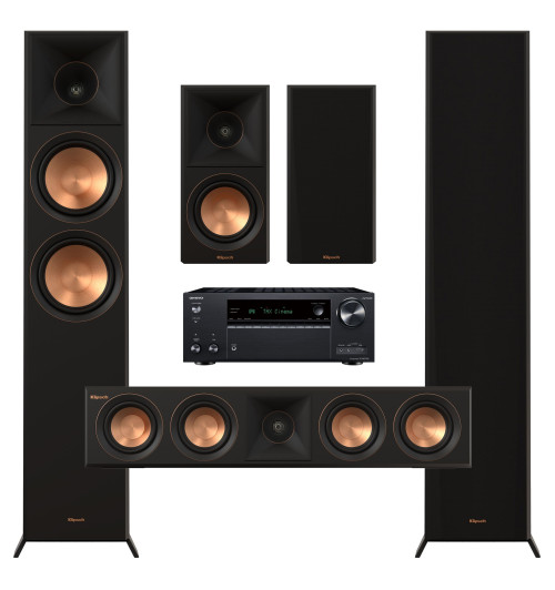 Zestaw kina domowego 5.0: Klipsch RP-6000F II + RP-500M II + RP-404C II + Onkyo TX-NR7100