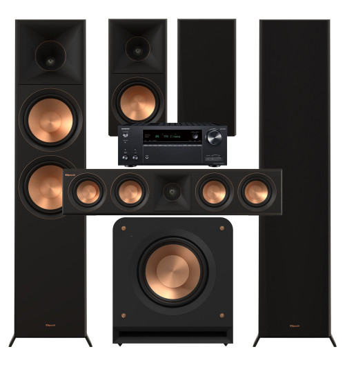 Zestaw kina domowego 5.1: Klipsch RP-8000F II + RP-600M II + RP-404C II + RP-1200SW + Onkyo TX-NR7100