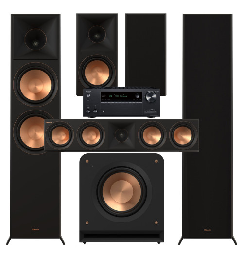 Zestaw kina domowego 5.1: Klipsch RP-8000F II + RP-600M II + RP-504C II + RP-1200SW + Onkyo TX-NR7100