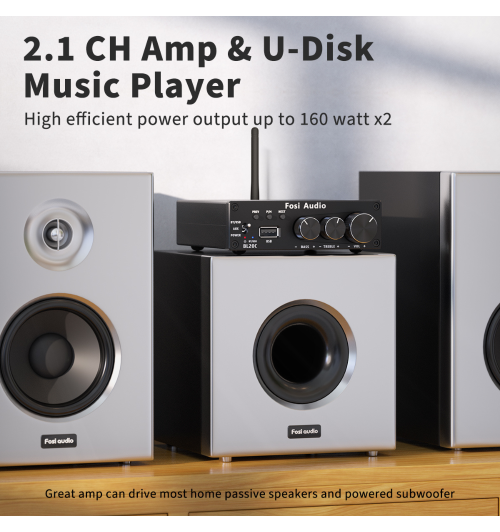 Fosi Audio BL20C — wzmacniacz stereo Bluetooth 2.1CH, 160W×2