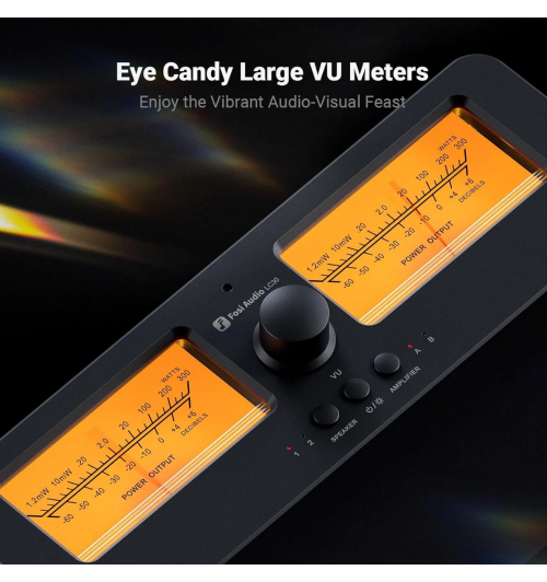 Fosi Audio LC30 — przełącznik 2-na-2 z podwójnymi VU