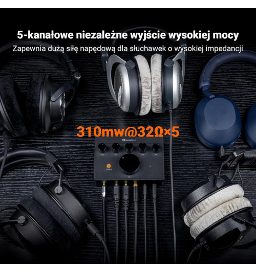 Fosi Audio PH05 — 5-kanałowy wzmacniacz słuchawkowy, 310 mW na kanał