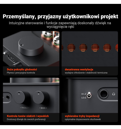 Fosi Audio GR70 — lampowy wzmacniacz słuchawkowy 2-w-1