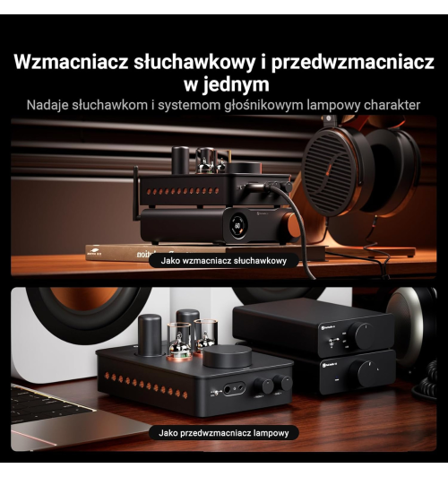Fosi Audio GR70 — lampowy wzmacniacz słuchawkowy 2-w-1