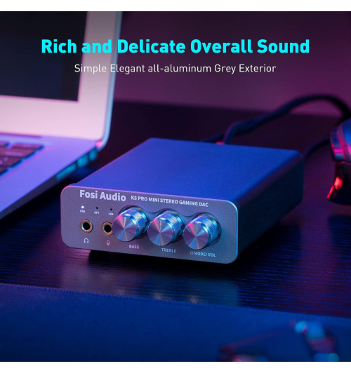 Fosi Audio K5 Pro — kompaktowy DAC/AMP gamingowy z USB-C i wejściem optycznym