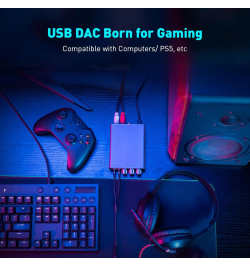 Fosi Audio K5 Pro — kompaktowy DAC/AMP gamingowy z USB-C i wejściem optycznym